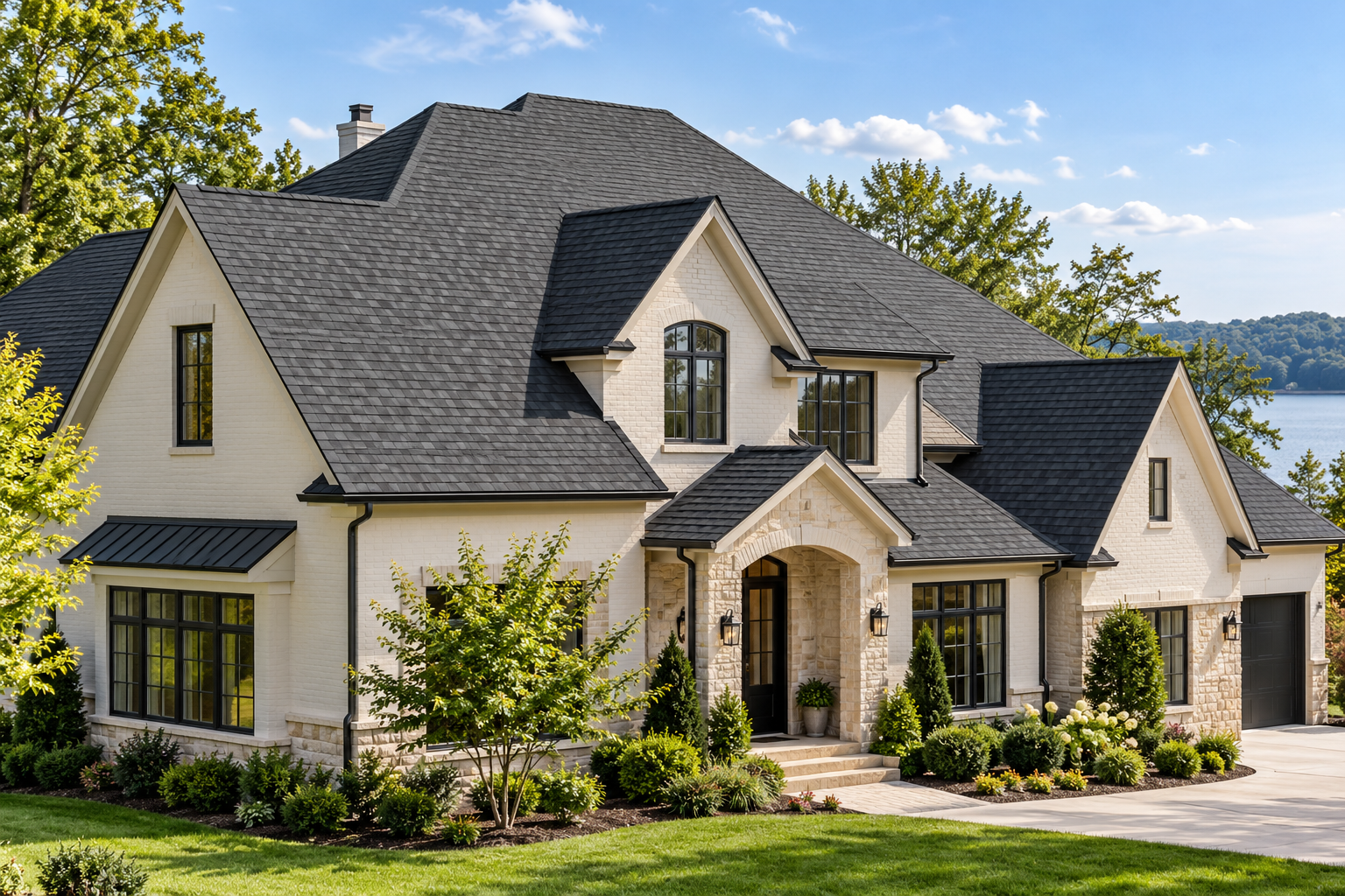 A well-maintained suburban home with a new charcoal shingle roof